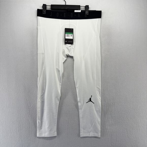 Jordan Compression Tights Men's XL White 3/4 Length Training Workout Jumpman NEW - Picture 1 of 11